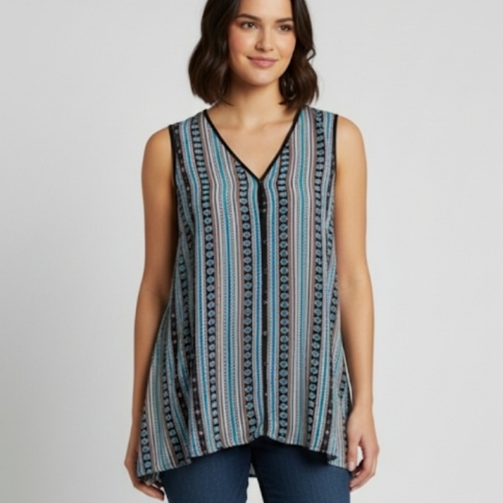 Signature studio Multicolor Sleeveless Top size large new